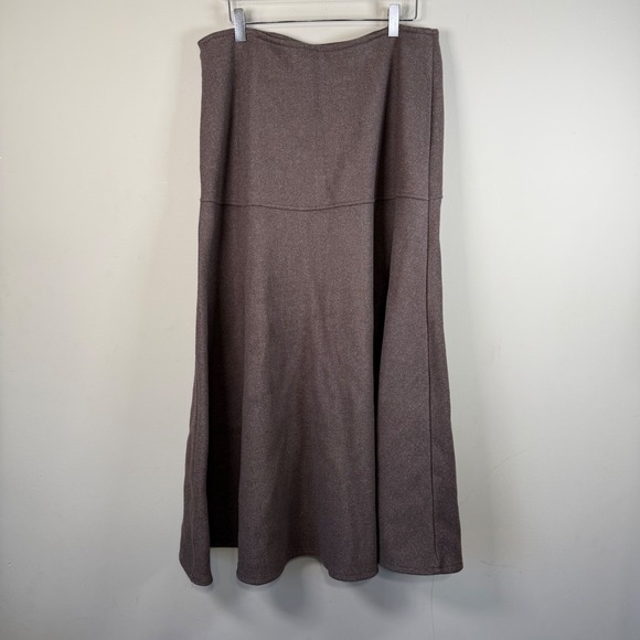 OGL Dresses & Skirts - OGL NWT Brown Cash Soft FuzzLuxe Drop Waist Flared Maxi Skirt Wool Like Large